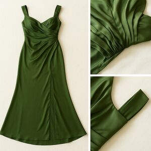 Galina Signature Forest Green Satin Gown     Size 14, new w/tags and extras